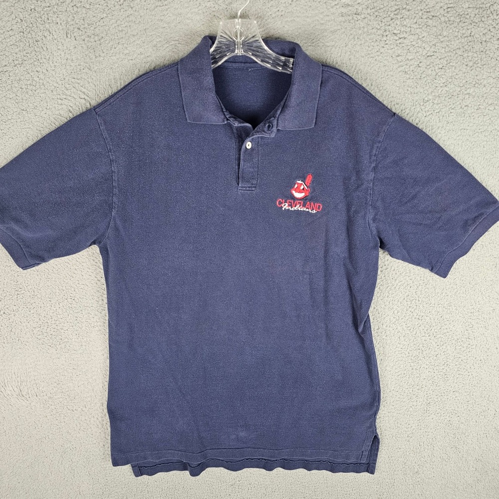 Cross Creek Polo Shirt Mens XL Cleveland Indians Chief Wahoo Vintage MLB 90s